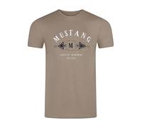 MUSTANG Tshirt Herren Regular Fit Rundhals Kurzarm Sommer Tee Shirt Logoprint Baumwolle, Größe:4XL, Farbe:Moon Rock (1014005-3134)