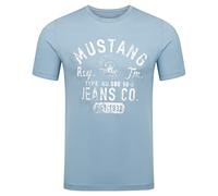 MUSTANG Tshirt Herren Regular Fit Rundhals Kurzarm Sommer Tee Shirt Logoprint Baumwolle, Größe:4XL, Farbe:Faded Denim (1004412-5124) 1