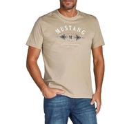 MUSTANG Tshirt Herren Regular Fit Rundhals Kurzarm Sommer Tee Shirt Logoprint Baumwolle, Größe:6XL, Farbe:Moon Rock (1014005-3134)