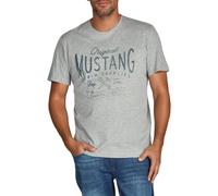 Mustang Basic Print Tee L Mid Grey Melange (1001139-4140) (856472) Grau L