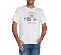 MUSTANG Tshirt Herren Regular Fit Rundhals Kurzarm Sommer Tee Shirt Logoprint Baumwolle, Größe:XXL, Farbe:General White (1008229-2045)