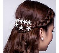 Musuntas 6er Set wunderschöne weiß Haarnadeln Haarspiralen Curlies süße Stern Seestern mit Perlen Strass, Braut Hochzeit Haarschmuck