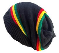Muteitt Jamaika-Reggae-mütze, Jamaikanische Rasta-mütze, Rasta-Beanie-mütze, Wintermütze, Gerippte Strickmütze, Gestreifte Beanie-Skullies-mütze Für Männer Und Frauen