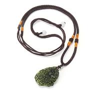 Muteitt Natürliche Moldavit-Halskette, Grüne Aerolithen, Kristallstein-anhänger, Meditation, Feng Shui, Meteorit-anhänger-Halskette
