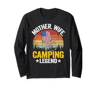 Mutter Frau Camping Legende Mama amerikanische Flagge Frauen Camping Langarmshirt