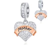 Mutter Sohn Dangle Charms passt Pandora Muttertag Armband, Pave Herz Clear CZ Infinity Liebe Mama und Son Anhänger Perlen in 925 Sterling Silber, Geschenk für Enkel/Stiefmutter/Mother in Law
