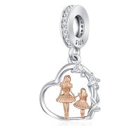 Mutter Tochter Charm 925 Sterling Silber Pandora Mutter Kind Charm Herz Bead Passen Armband Anhänger Schmuck für Frauen Damen Muttertag Geschenk Muttertagsgeschenk