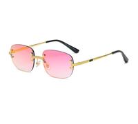 MUTYNE Beliebte kleine rechteckige Sonnenbrille, randlos, verspiegelte Retro-Sonnenbrille, UV400, rot verspiegelt, Einheitsgröße