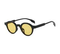 MUTYNE Beliebte kleine runde Sonnenbrille für Damen und Herren, für Outdoor-Fahrten, Reisen, UV400 (schwarz/gelb)