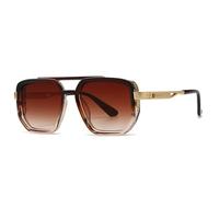 MUTYNE Beliebte modische quadratische Sonnenbrille mit Doppelsteg für Damen und Herren im Retro-Stil mit Nieten und Punk-Optik, UV400 (brauner Farbverlauf).