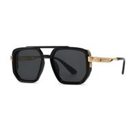 MUTYNE Beliebte modische quadratische Sonnenbrille mit Doppelsteg für Damen und Herren im Retro-Stil mit Nieten und Punk-Optik, UV400 (Schwarz, Goldgrau)