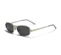 MUTYNE Beliebte modische rechteckige Metall-Sonnenbrille für Damen im Retro-Stil mit Farbverlauf in Bonbonfarben, UV400-Schutz (mattes Silbergrau)
