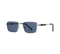 MUTYNE Beliebte modische rechteckige Metall-Sonnenbrille für Herren, Retro-Stil, UV400, Damen im Trend (Silberblau)