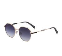 MUTYNE Beliebte polygonale Sonnenbrille aus Metall für Damen, Trend, Retro, Herren, Sonnenbrille, Outdoor, Reisen, Autofahren, UV400 (Gold, Farbverlauf, Grau)