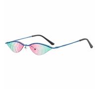 MUTYNE Beliebte randlose Metallblatt-Sonnenbrille für Damen, Retro, kleiner Rahmen, Herren, Sonnenbrille für den Außenbereich, Sommerreisen, UV400 (blau, grün, rosa)