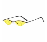 MUTYNE Beliebte randlose Metallblatt-Sonnenbrille für Damen, Retro, kleiner Rahmen, Herren, Sonnenbrille für den Außenbereich, Sommerreisen, UV400 (schwarz-gelb)