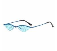 MUTYNE Beliebte randlose Metallblatt-Sonnenbrille für Damen, Retro, kleiner Rahmen, Herren, Sonnenbrille für den Außenbereich, Sommerreisen, UV400 (blau blau)