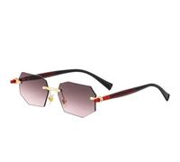 MUTYNE Beliebte randlose polygonale Damen-Sonnenbrille, Retro, Luxus, Herren, Sonnenbrille, Outdoor, Reisen, Autofahren, UV400 (Schwarz, Rot, Grau, Pink)