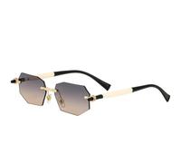 MUTYNE Beliebte randlose polygonale Damen-Sonnenbrille, Retro, Luxus, Herren, Sonnenbrille, Outdoor, Reisen, Autofahren, UV400 (Schwarz, Grau, Gelb)