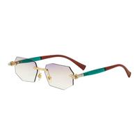 MUTYNE Beliebte randlose polygonale Damen-Sonnenbrille, Retro, Luxus, Herren, Sonnenbrille, Outdoor, Reisen, Autofahren, UV400 (Rot, Grün, Grau, Blau)