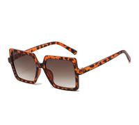 MUTYNE Beliebte übergroße quadratische Damen-Sonnenbrille, Retro-Herren-Sonnenbrille, fürs Autofahren im Freien, UV400 (Leoparden-Farbverlauf, Tee)