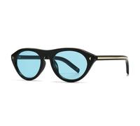 MUTYNE Cat-Eye-Sonnenbrille in Bonbonfarben, Damenmode, ovale Sonnenbrille mit Nieten (Schwarz/Blau)
