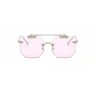 MUTYNE Damen Randlose Cat-Eye-Sonnenbrille, quadratisch, Herrenmode, UV400-Vintage-Brille, silberfarben, Einheitsgröße