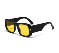 MUTYNE Damen Retro Sonnenbrille mit quadratischem Rahmen, modische Outdoor-Reise-Sonnenbrille, trendiger Luxus, UV400 (Schwarz-Gelb)