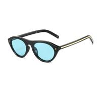 MUTYNE Damen-Sonnenbrille im Cat-Eye-Stil, oval, mit Nieten (Schwarz/Blau)