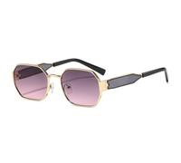 MUTYNE Damen-Sonnenbrille mit Polygon-Metallrahmen, Retro-Persönlichkeit, einfache Sonnenbrille, modisch, UV400-Schutz (schwarz/pink)