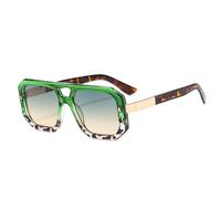 MUTYNE Double Bridges Damen-Luxus-Sonnenbrille, Retro, quadratisch, klar, Farbverlauf, UV400, Herren, Nieten, Sonnenbrille, grüner grüner Tee, Einheitsgröße