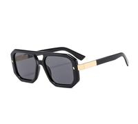 MUTYNE Double Bridges Damen-Luxus-Sonnenbrille, Retro, quadratisch, klar, Farbverlauf, UV400, Herren, Nieten, Sonnenbrille, Schwarz, Grau, Einheitsgröße
