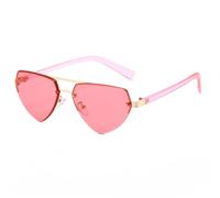 MUTYNE Dreieckige Halbrahmen-Sonnenbrille, Retro, klassische Sonnenschutzbrille für Herren, modische Punk-Sonnenbrille mit Doppelstrahlen (C5 Pink)