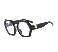 MUTYNE Einzigartige Regenbogen-Quadrat-Brille für Damen, modisch, sechseckig, schick, Brillengestell, weibliche Farbtöne, Schwarz, klar, Einheitsgröße