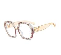 MUTYNE Einzigartige Regenbogen-Quadrat-Brille für Damen, modisch, sechseckig, schick, Brillengestell, weibliche Farbtöne, Schlange klar, Einheitsgröße