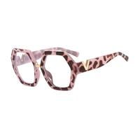 MUTYNE Einzigartige Regenbogen-Quadrat-Brille für Damen, modisch, sechseckig, schick, Brillengestell, weibliche Farbtöne, rosa Leopard, Einheitsgröße