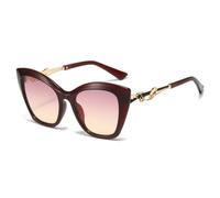 MUTYNE Elegante Vintage-Sonnenbrille für Damen mit Metallrahmen, Retro-Cat-Eye-Design, UV400, großer Rahmen, Reisegröße (rosa-gelb)
