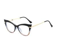 MUTYNE Farbverlaufende Cat-Eye-Sonnenbrille mit strukturierten Metallbügeln im Retro-Stil (Schwarztee)