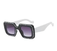 MUTYNE Fashion Square Stripe Damen-Sonnenbrille, luxuriöser großer Rahmen, Punk-Sonnenbrille für Herren, Outdoor-Reisen, UV400 (Schwarz, Farbverlauf, Grau)