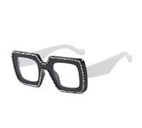 MUTYNE Fashion Square Stripe Damen-Sonnenbrille, luxuriöser großer Rahmen, Punk-Sonnenbrille für Herren, Outdoor-Reisen, UV400 (weiße Streifen, klar)