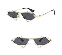 MUTYNE Gold Steampunk Flip Up Sonnenbrille Herren Vintage Roter Metallrahmen Dreieck Sonnenbrille für Damen, Gold mit Schwarz, Einheitsgröße