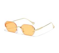 MUTYNE Hochwertige, rahmenlose Sonnenbrille im Vintage-Stil mit Metallrahmen, geeignet für Damen und Herren als lässiges Alltagsaccessoire (Orange)
