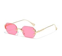 MUTYNE Hochwertige, rahmenlose Sonnenbrille im Vintage-Stil mit Metallrahmen, geeignet für Damen und Herren als lässiges Alltagsaccessoire (rosa).