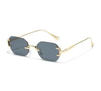 MUTYNE Hochwertige, rahmenlose Sonnenbrille im Vintage-Stil mit Metallrahmen, geeignet für Damen und Herren als lässiges Alltagsaccessoire (Grau)
