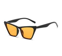 MUTYNE Klassische Cat-Eye-Sonnenbrille mit großem Rahmen, für Damen und Herren, Vintage, fürs Autofahren im Freien, Reisen, UV400 (Schwarz/Orange)
