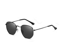 MUTYNE Klassische polarisierte Sonnenbrille für Herren, für Damen, sechseckige Retro-Sonnenbrille, Edelstahlrahmen, C1, Schwarz, Schwarz, Einheitsgröße