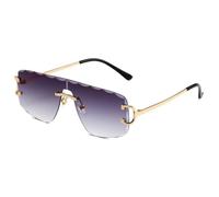 MUTYNE Klassische quadratische Sonnenbrille aus Metall, goldfarbenes Gestell, graue Gläser, UV400-Schutz, trendiges Retro-Design, C6, Einheitsgröße