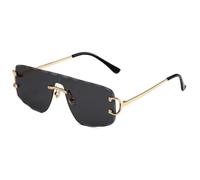 MUTYNE Klassische quadratische Sonnenbrille aus Metall, goldfarbenes Gestell, graue Gläser, UV400-Schutz, trendiges Retro-Design, Einheitsgröße