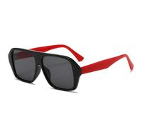 MUTYNE Klassische quadratische Sonnenbrille mit großem Rahmen für Damen und Herren, modische Sonnenbrille fürs Autofahren im Freien, UV400 (rot-grau)
