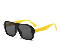 MUTYNE Klassische quadratische Sonnenbrille mit großem Rahmen für Damen und Herren, modische Sonnenbrille für Autofahrten im Freien, UV400 (gelbgrau)